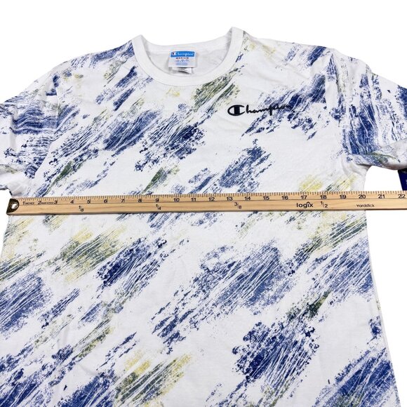 Champion Heritage Heavyweight Cotton T-Shirt With Blue & Yellow Brushstroke M. - Picture 8 of 10